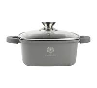 KARL HAUSMANN Casserole anti-adhésive avec couvercle - 2,3 l - Ø 20 cm - Casserole carrée en fonte d'aluminium pour tous les types de plaques de cuisson, y compris l'induction - Gris - Marmite à soupe