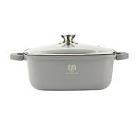 KARL HAUSMANN Casserole anti-adhésive avec couvercle - 4,4 l - Ø 24 cm - Casserole carrée en fonte d'aluminium avec revêtement pour tous les types de plaques de cuisson, y compris l'induction - Gris