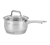 KARL HAUSMANN Casserole en Inox Induction - 2.6L - 19 cm - Sauteuse inoxydable 18/0 - Casserole avec Couvercle en Verre - Marmite Inox - fait tout induction - Faitouts Avec Échelle de Mesure - Coccote