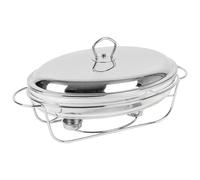 KARL HAUSMANN Chauffe Plat Buffet 3L - Réchauffe Plat en Acier INOX avec Insert Verre - Chafing Dish Couvercle Argenté - Plat Chauffant pour Buffets - Plaque Chauffante Bougie Chauffe-Plat