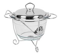 KARL HAUSMANN Chauffe Plat Buffet Ovale 3.9 L - Plat Chauffant avec Insert Verre, Bougie Chauffe-Plat - Couvercle avec Poignée, Structure Acier Inoxydable - Argenté Chafing Dish Maintien au Chaud