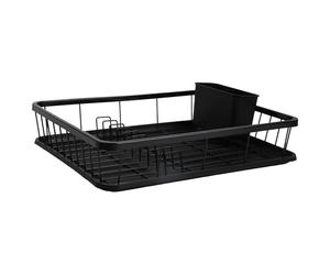 KARL HAUSMANN Egouttoir Vaisselle INOX Noir avec Bac d'Égouttage - 42x31x12cm - Égouttoir Cuisine en Métal avec Porte Couverts - Egoutoire Vaisselle pour Assiettes, Verres et Tasses