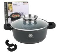 KARL HAUSMANN Faitout Induction - 2.3L - Ø 20 cm - Cocotte Fonte d'Aluminium - Marmite Couvercle en Verre - Casserole Tous Feux dont Induction - Revêtement Antiadhésif - Sans PFOA