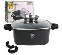 KARL HAUSMANN Faitout Induction - 2.3L - Ø 20 cm - Cocotte Fonte d'Aluminium - Marmite Couvercle en Verre - Casserole Tous Feux dont Induction - Revêtement Antiadhésif - Sans PFOA