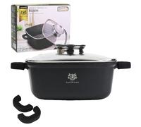KARL HAUSMANN Faitout Induction - 4.4L - Ø 24 cm - Cocotte Fonte d'Aluminium - Marmite Couvercle en Verre - Casserole Tous Feux dont Induction - Revêtement Antiadhésif - Sans PFOA