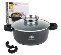 KARL HAUSMANN Faitout Induction - 4.4L - Ø 24 cm - Cocotte Fonte d'Aluminium - Marmite Couvercle en Verre - Casserole Tous Feux dont Induction - Revêtement Antiadhésif - Sans PFOA