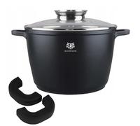KARL HAUSMANN Faitout Induction - 6L - Ø 24 cm - Cocotte Fonte d'Aluminium - Marmite Couvercle en Verre - Casserole Tous Feux dont Induction - Revêtement Antiadhésif - Sans PFOA