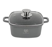 KARL HAUSMANN Faitout Induction Carré 20 cm 2,3L avec Couvercle - Casserole Antiadhésive COOKMARK MARBLE, Marmite en Aluminium Moulé pour Viande, Plats Mijotés et Four, Gaz, Electrique