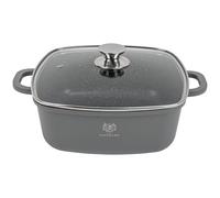 KARL HAUSMANN Faitout Induction Carré 24 cm 4,4L avec Couvercle - Casserole Antiadhésive COOKMARK MARBLE, Marmite en Aluminium Moulé pour Viande, Plats Mijotés et Four, Gaz, Electrique