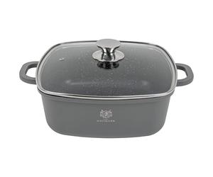 KARL HAUSMANN Faitout Induction Carré 28 cm 6,5L avec Couvercle - Casserole Antiadhésive COOKMARK MARBLE, Marmite en Aluminium Moulé pour Viande, Plats Mijotés et Four, Gaz, Electrique