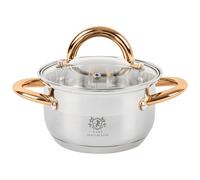 KARL HAUSMANN Faitout Inox - 1.3L - 14 cm - Marmite Induction en Acier Inoxydable 18/0 - Casserole avec Couvercle en Verre - fait tout tous feux - Faitouts Avec Échelle de Mesure - Cocotte Inox