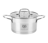 KARL HAUSMANN Faitout Inox - 2.6L - 18 cm - Marmite Induction en Acier Inoxydable 18/10 - Casserole avec Couvercle en Verre - fait tout tous feux - Faitouts Avec Échelle de Mesure - Cocotte Inox