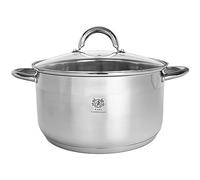 KARL HAUSMANN Faitout Inox - 2L - 18 cm - Marmite Induction en Acier Inoxydable 18/0 - Casserole avec Couvercle en Verre - fait tout tous feux - Faitouts Avec Échelle de Mesure - Cocotte Inox