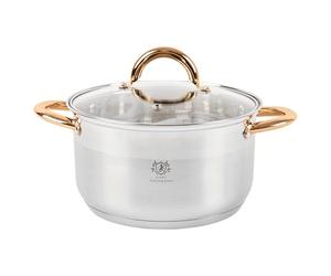 KARL HAUSMANN Faitout Inox - 3L - 20 cm - Marmite Induction en Acier Inoxydable 18/0 - Casserole avec Couvercle en Verre - fait tout tous feux - Faitouts Avec Échelle de Mesure - Cocotte Inox