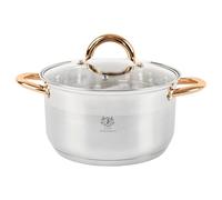 KARL HAUSMANN Faitout Inox - 4L - 22 cm - Marmite Induction en Acier Inoxydable 18/0 - Casserole avec Couvercle en Verre - fait tout tous feux - Faitouts Avec Échelle de Mesure - Cocotte Inox
