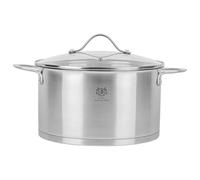 KARL HAUSMANN Faitout Inox - 6.1L - 24 cm - Marmite Induction en Acier Inoxydable 18/0 - Casserole avec Couvercle en Verre - fait tout tous feux - Faitouts Avec Échelle de Mesure - Cocotte Inox