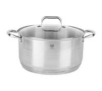 KARL HAUSMANN Faitout Inox - 6.1L - 25 cm - Marmite Induction en Acier Inoxydable 18/0 - Casserole avec Couvercle en Verre - fait tout tous feux - Faitouts Avec Échelle de Mesure - Cocotte Inox