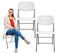 KARL HAUSMANN Lot de 2 chaises pliantes en plastique - Chaise pliante pour jardin et camping - Chaise de camping - Blanc