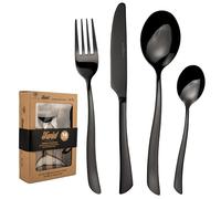KARL HAUSMANN Menagere 16 Pieces de Table Pour 4 Personnes - Lot de Couvert - Set de Couverts de Table - En Acier Inoxydable 18/0 - Ménagère 16 Pièces - Passe au lave-vaisselle - Cutlery Set (Noir)