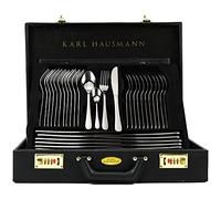 KARL HAUSMANN Ménagère 72 Pièces 12 Personnes en Inox avec Coffret Noir | Set de Couvert de Table 72 pièces en inox 18/0 pour 12 personnes avec couverts de service et élégant coffret noir