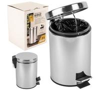 KARL HAUSMANN Poubelle de Salle de Bain 10L en Acier Inoxydable - Petite Poubelles à Pédale avec Couvercle - Poubelle Toilette WC Compacte pour Salle de Bain et WC - Poubelle SDB Mécanisme à Pédale