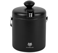 KARL HAUSMANN Seau a Glacon 1,3L avec Couvercle, Pince et Égouttoir - Seau à Glaçons Inox Noir Double Paroi Isotherme, Garde les Glaçons Secs, Idéal Cocktails, Bar, Apéritif