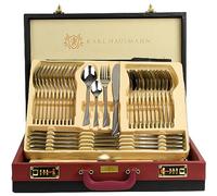 KARL HAUSMANN Service de Table 12 Personnes, 72 Pièces en Acier Inoxydable - Coffret Set de Couverts avec Valise et Organiseur, Ménagère avec Couteaux Fourchettes Cuillères + Service, Poli Brillant
