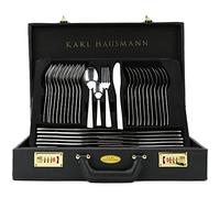 KARL HAUSMANN Service de Table 12 Personnes, 72 Pièces en Acier Inoxydable - Coffret Set de Couverts avec Valise et Organiseur, Ménagère avec Couteaux Fourchettes Cuillères + Service, Poli Brillant