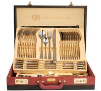 KARL HAUSMANN Service de Table 12 Personnes, 72 Pièces en Acier Inoxydable - Coffret Set de Couverts avec Valise et Organiseur, Ménagère avec Couteaux Fourchettes Cuillères + Service, Poli Brillant