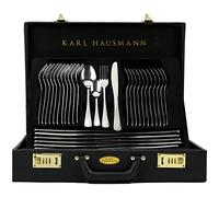 KARL HAUSMANN Service de Table 12 Personnes, 72 Pièces en Acier Inoxydable - Coffret Set de Couverts avec Valise et Organiseur, Ménagère avec Couteaux Fourchettes Cuillères + Service, Poli Brillant