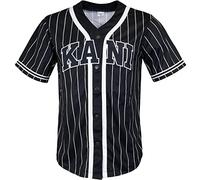 Karl Kani Serif Pinstripe Maillot de baseball en jersey (DE/NL/SE/PL, alphanumérique, M, régulier, noir), Noir , M