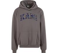 Karl Kani Sweat-shirt 'Serif' bleu foncé / gris foncé / blanc, Taille XS