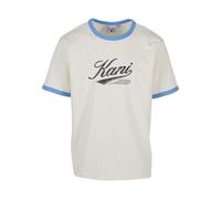 Karl Kani T-Shirt 'Cursive Varsity' bleu / noir / blanc cassé, Taille XXL