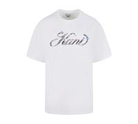 Karl Kani T-Shirt 'Icy Chrome' bleu / gris argenté / blanc, Taille S