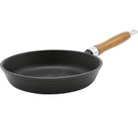 Karl Krüger 60020 Krüger Poêle en fonte Rustica avec poignée en bois - émaillée - extérieur et intérieur noir mat - 20 cm