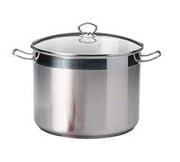 Karl Krüger Casserole en acier inoxydable 20 l | Sans PFAS et sans revêtement - Avec couvercle en verre, poignées en métal froid et fond en capsule - Compatible induction