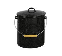 Karl Krüger Eimer mit Deckel 10 l 32cm Ø25cm emailliert schwarz gesprenkelt