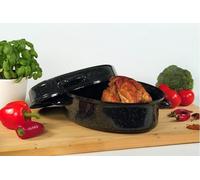 Karl Krüger Gänsebräter oval 7,5 l Ø38cm emailliert schwarz/weiß gesprenkelt