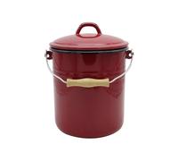 Karl Krüger Poubelle en émail avec couvercle rouge / noir