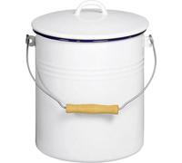 Krüger 2056821 Poubelle avec Couvercle Emaillé Blanc 10 L