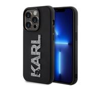 Karl Lagerfeld 3D Rubber Glitter Logo Case, Noir - iPhone 15 Pro