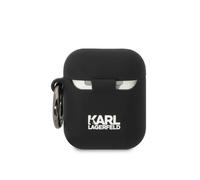 Karl Lagerfeld Airpods 1/2 Logo 3D NFT T?te de Choupette Etui en silicone, ?tui pour ?couteurs + casque, Noir
