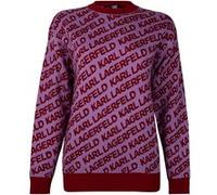 Karl Lagerfeld Allover Logo Jacquard Sweater Fuchsia/red Taille: XS | Pulls tricotés Outlet | Femme | Rose