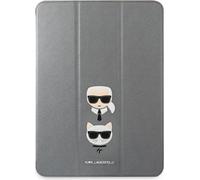 Karl Lagerfeld and Choupette Head Étui portefeuille en saffiano pour iPad Pro 12.9 (2021/2022) argenté
