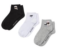 Karl Lagerfeld B.V Karl Lagerfeld, Women's, Ikon Short Socks (3 Pack) Lot de Chaussettes, Noir/Blanc/Gris, 39-42 Femmes