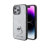 Karl Lagerfeld Broche métallique scintillante Choupette Logo Case, argent - iPhone 15 Pro Max