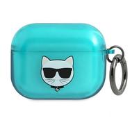 Karl Lagerfeld Choupette Head - Étui Airpods Pro (bleu fluo)
