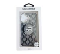 Karl Lagerfeld Coque Compatible avec iPhone 16 Back-Cover hul - Coque Compatible Magsafe IML Metal - Noir