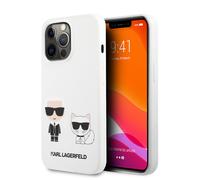 Karl Lagerfeld - Coque en Silicone Blanche Motif Avatar Karl & Choupette pour iPhone 13 Pro