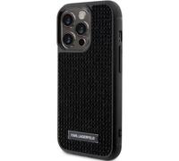 Karl Lagerfeld coque plaque strass métal logo iPhone 15 Pro Max noir